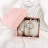 Women's Alloy Pu Bracelet Watch With Spiral Crown Pin Buckle And Round Dial