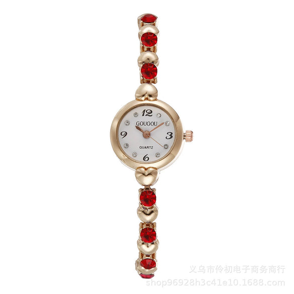 Women's Alloy Pu Bracelet Watch With Spiral Crown Pin Buckle And Round Dial