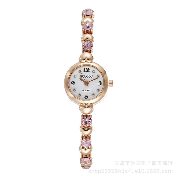 Women's Alloy Pu Bracelet Watch With Spiral Crown Pin Buckle And Round Dial