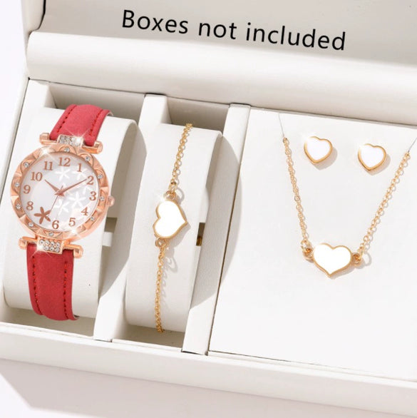 Women's Alloy Pu Strap Quartz Watch With Starfish Pattern And Round Dial