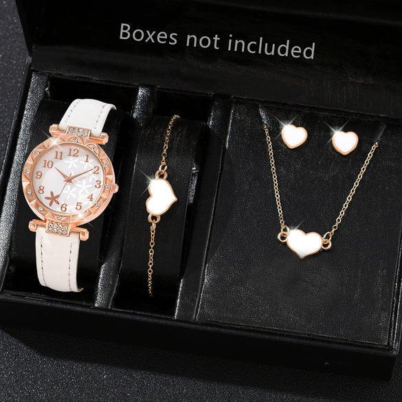 Women's Alloy Pu Strap Quartz Watch With Starfish Pattern And Round Dial