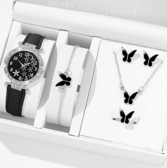 Women's Alloy Pu Strap Quartz Watch With Starfish Pattern And Round Dial