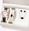 Women's Alloy Pu Strap Quartz Watch With Starfish Pattern And Round Dial