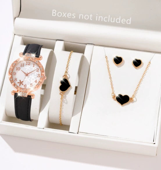 Women's Alloy Pu Strap Quartz Watch With Starfish Pattern And Round Dial