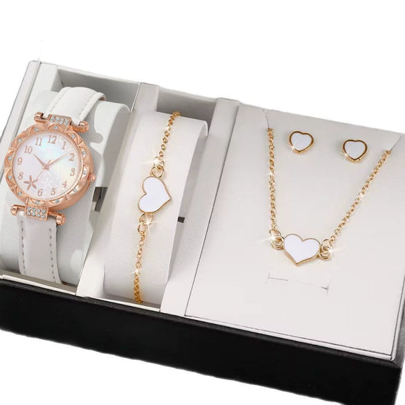 Women's Alloy Pu Strap Quartz Watch With Starfish Pattern And Round Dial