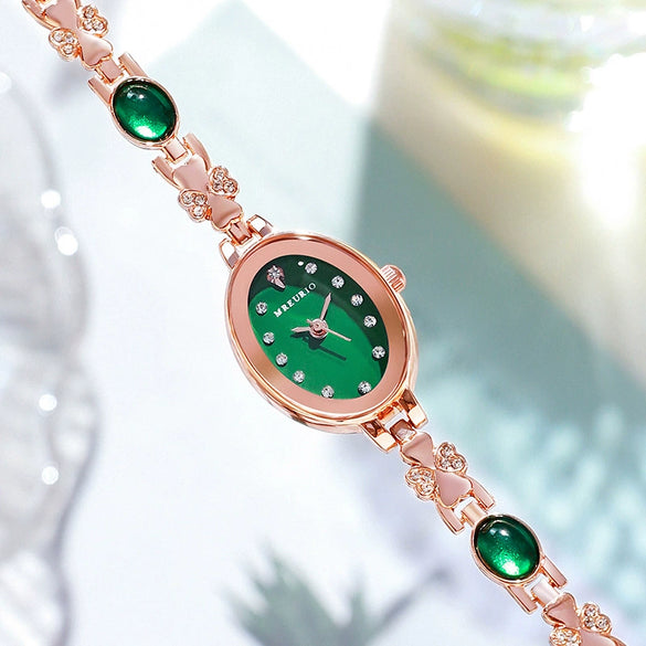Women's Alloy Quartz Bracelet Watch Light Luxury Oval Dial Leisure Style