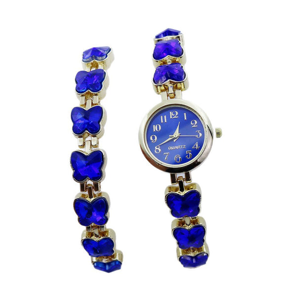 Women's Alloy Quartz Bracelet Watch Set With Round Dial And Fashion Style