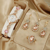 Women's Alloy Quartz Bracelet Watch With Round Dial And Luxury 3Piece Jewelry Watch Combination Suit