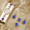 Women's Alloy Quartz Bracelet Watch With Round Dial And Luxury 3Piece Jewelry Watch Combination Suit