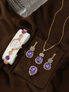 Women's Alloy Quartz Bracelet Watch With Round Dial And Luxury 3Piece Jewelry Watch Combination Suit