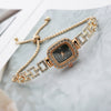 Women's Alloy Quartz Square And Round Bracelet Watch With Diamondencrusted And Fashionable Style