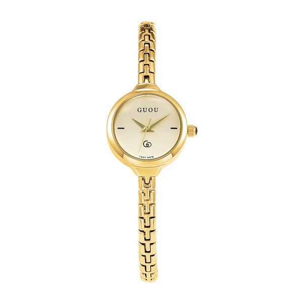 Women's Alloy Quartz Watch Round Dial Retro Fashion Style Jewelry Buckle Mineral Reinforced Glass Mirror