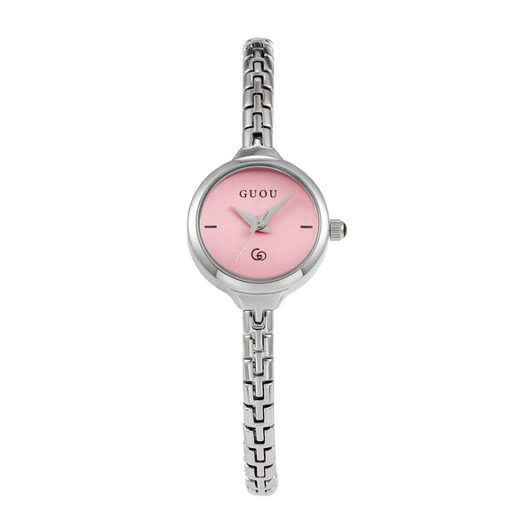 Women's Alloy Quartz Watch Round Dial Retro Fashion Style Jewelry Buckle Mineral Reinforced Glass Mirror