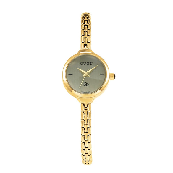 Women's Alloy Quartz Watch Round Dial Retro Fashion Style Jewelry Buckle Mineral Reinforced Glass Mirror