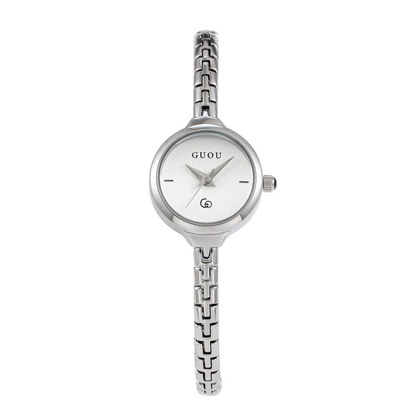 Women's Alloy Quartz Watch Round Dial Retro Fashion Style Jewelry Buckle Mineral Reinforced Glass Mirror