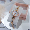 Women's Alloy Quartz Watch Round Dial Stainless Steel Buckle Mineral Reinforced Mirror