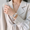 Women's Alloy Quartz Watch With Barrel Dial And Imitation Leather Strap Leisure Style