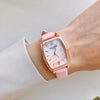 Women's Alloy Quartz Watch With Barrel Dial And Imitation Leather Strap Leisure Style