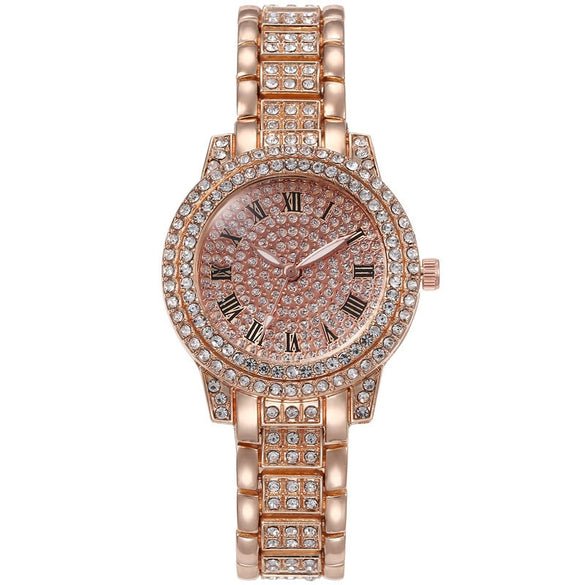 Women's Alloy Quartz Watch With Round Dial And Stainless Steel Clasp Casual Style