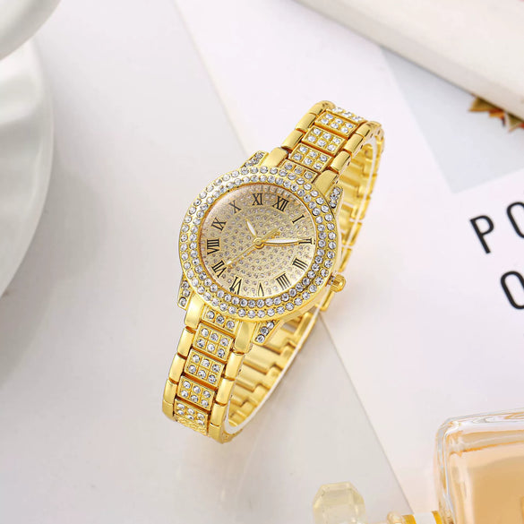 Women's Alloy Quartz Watch With Round Dial And Stainless Steel Clasp Casual Style