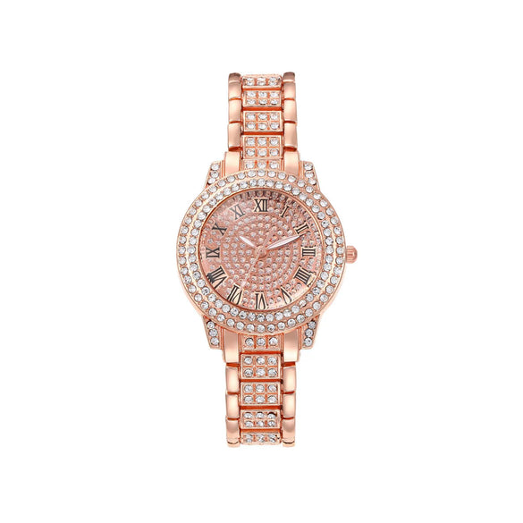Women's Alloy Quartz Watch With Round Dial And Stainless Steel Clasp Casual Style