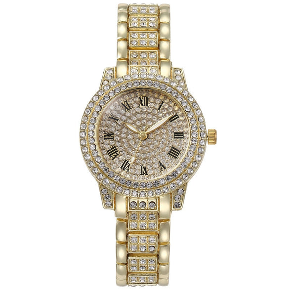 Women's Alloy Quartz Watch With Round Dial And Stainless Steel Clasp Casual Style
