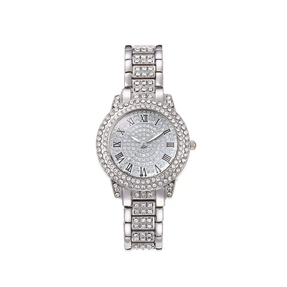 Women's Alloy Quartz Watch With Round Dial And Stainless Steel Clasp Casual Style