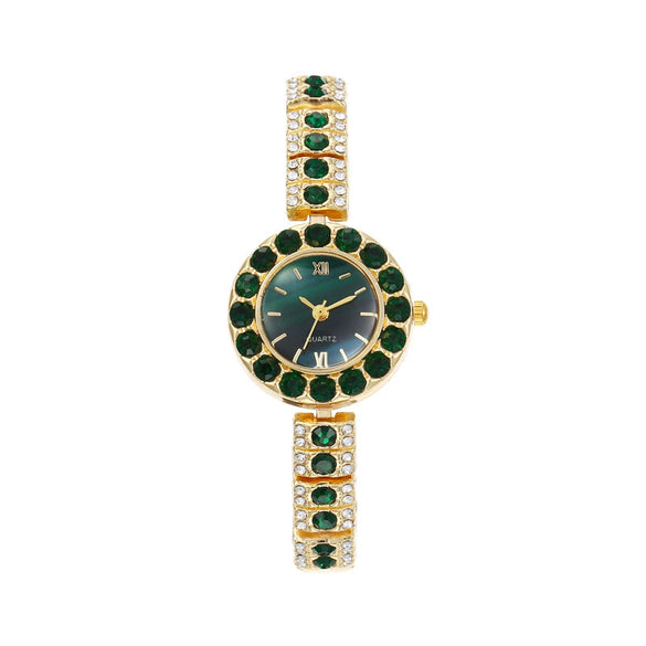 Women's Alloy Quartz Watch With Round Dial Retro Diamondencrusted Light Luxury Style