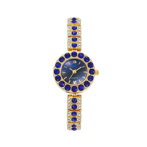 Women's Alloy Quartz Watch With Round Dial Retro Diamondencrusted Light Luxury Style