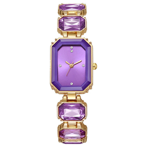 Women's Alloy Rectangle Dial Leisure Watch With Rose Gold Buckle And Full Of Diamonds