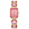 Women's Alloy Rectangle Dial Leisure Watch With Rose Gold Buckle And Full Of Diamonds