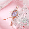 Women's Alloy Rectangular Fashionable Diamondencrusted Zircon Pullout Bracelet Watch