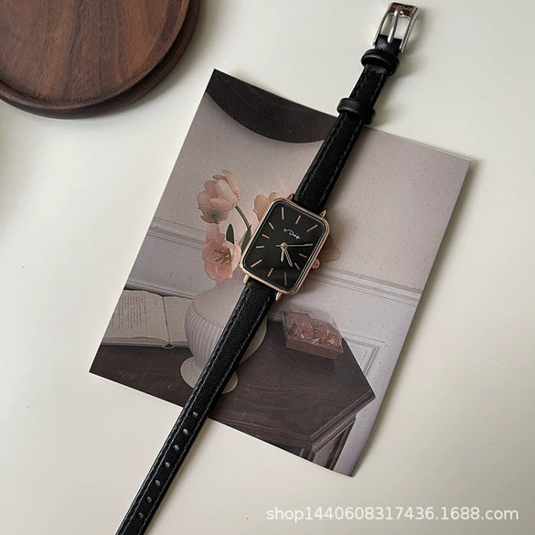 Women's Alloy Rectangular Quartz Watch Simple Retro And Fashionable Leisure Style
