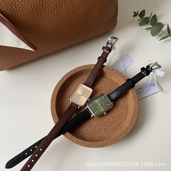 Women's Alloy Rectangular Quartz Watch Simple Retro And Fashionable Leisure Style