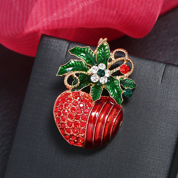 Women's Alloy Red Apple Brooch With Electroplating