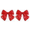Women's Alloy Red Beaded Pendant Necklace And Bow Tie Earrings Set With Dripping Oil Process
