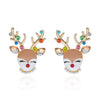 Women's Alloy Reindeer Stud Earrings With Rhinestone Detail Christmas Animal Design Electroplated Finish And Stainless Steel Ear Posts