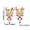Women's Alloy Reindeer Stud Earrings With Rhinestone Detail Christmas Animal Design Electroplated Finish And Stainless Steel Ear Posts