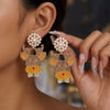 Women's Alloy Reindeer Stud Earrings With Rhinestone Detail Christmas Animal Design Electroplated Finish And Stainless Steel Ear Posts