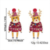 Women's Alloy Reindeer Stud Earrings With Rhinestone Detail Christmas Animal Design Electroplated Finish And Stainless Steel Ear Posts