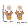 Women's Alloy Reindeer Stud Earrings With Rhinestone Detail Christmas Animal Design Electroplated Finish And Stainless Steel Ear Posts