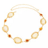 Women's Alloy Resin Gemstone Patchwork Body Waist Chain With Exaggerated Oval Metal Design And Lobster Clasp