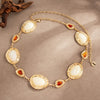 Women's Alloy Resin Gemstone Patchwork Body Waist Chain With Exaggerated Oval Metal Design And Lobster Clasp