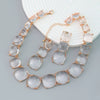 Women's Alloy Resin Jewelry Set With Square Shape And Geometric Style Snake Bone Chain Diamond Design