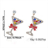 Women's Alloy Rhinestone Asymmetric Drop Earrings With Electroplated Goblet Design And Stainless Steel Posts For Christmas Style