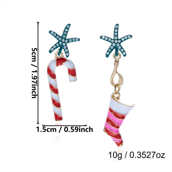 Women's Alloy Rhinestone Asymmetric Drop Earrings With Electroplated Goblet Design And Stainless Steel Posts For Christmas Style
