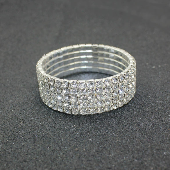 Women’s Alloy Rhinestone Bracelet Set Geometric Drop Shaped Multi Layer Elastic Single Row Diamond Look Bracelets