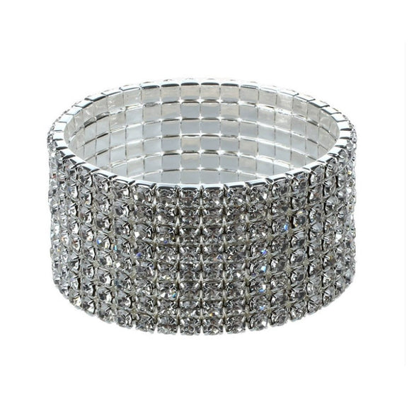 Women’s Alloy Rhinestone Bracelet Set Geometric Drop Shaped Multi Layer Elastic Single Row Diamond Look Bracelets