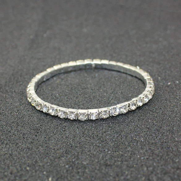 Women’s Alloy Rhinestone Bracelet Set Geometric Drop Shaped Multi Layer Elastic Single Row Diamond Look Bracelets