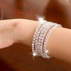 Women’s Alloy Rhinestone Bracelet Set Geometric Drop Shaped Multi Layer Elastic Single Row Diamond Look Bracelets